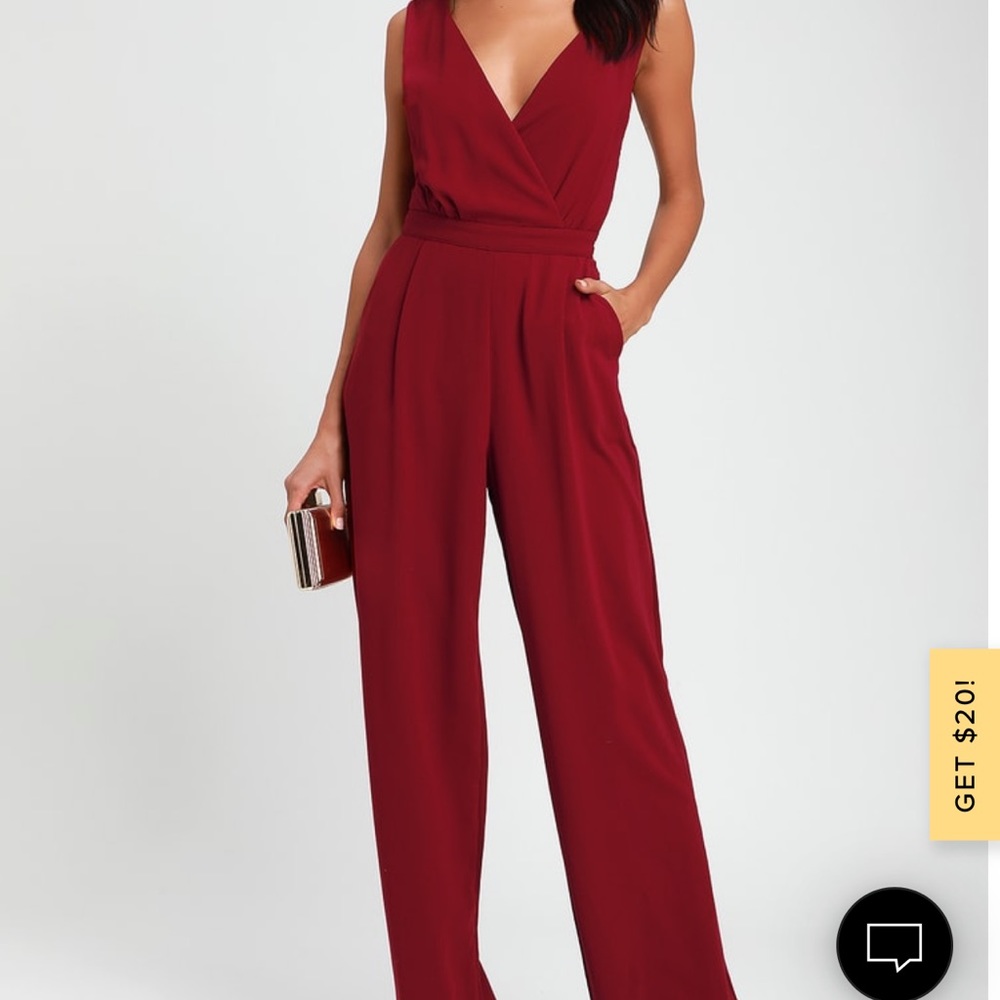 NEW Lulu’s Kiska Burgundy Lace Wide Leg Jumpsuit
